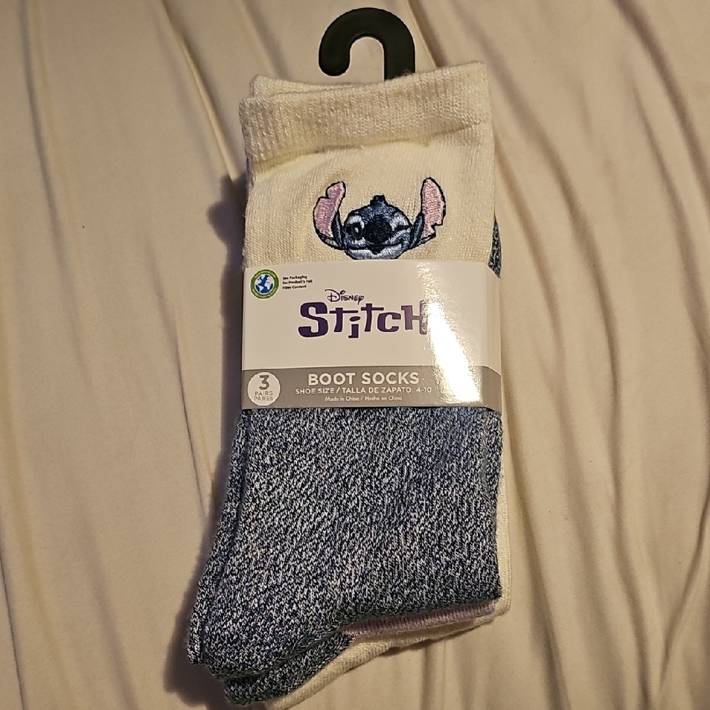 Disney Stitch Blue and Cream Casual Socks